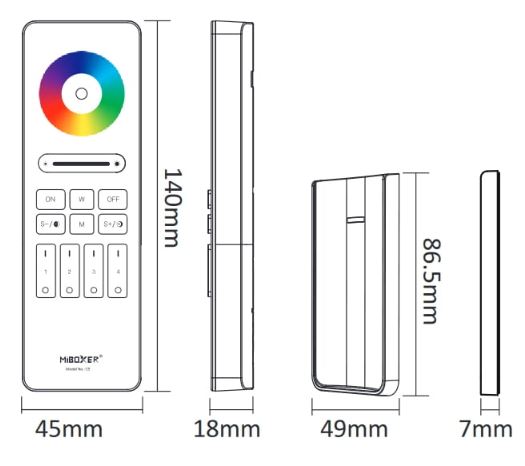 Univerzální ovladač ovladač Mi.Light C5 - 4 zónový pro RGB, RGBW a RGB+CCT LED pásky, RF 2,4 GHz, černý